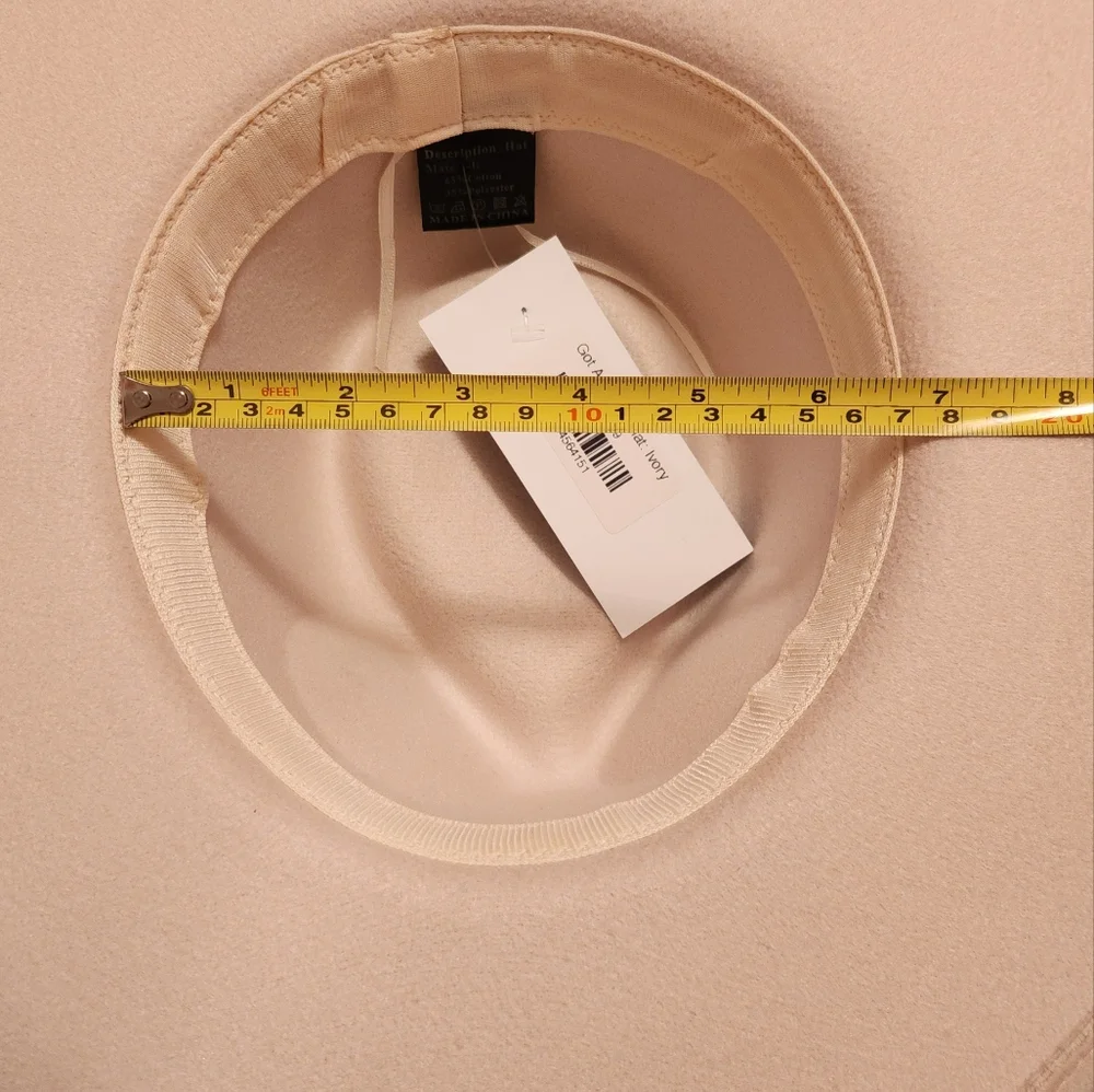 Wide Brim Felt Fedora Hat - Cream